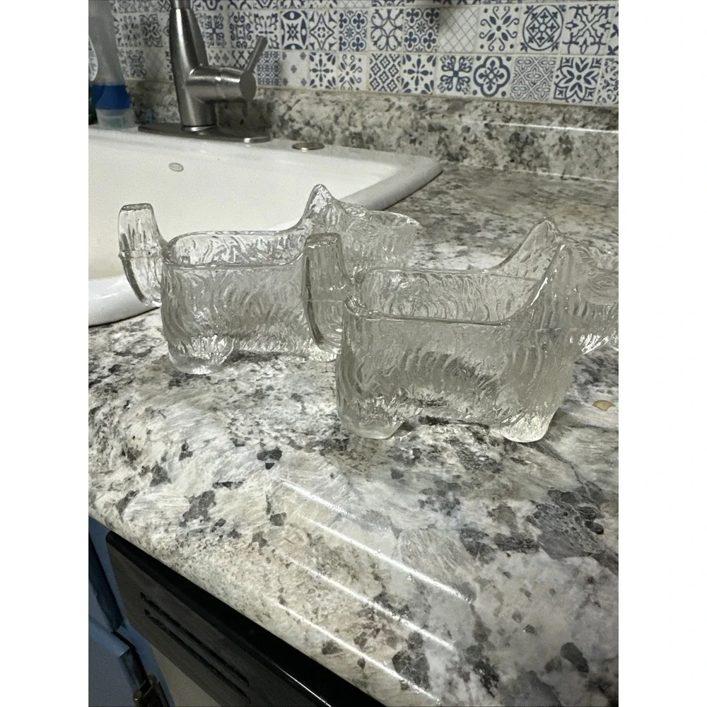 Vintage Scottie Dog Creamer 1930s Clear Glass‎ Post Cereal #28 LE Smith Glass Co
